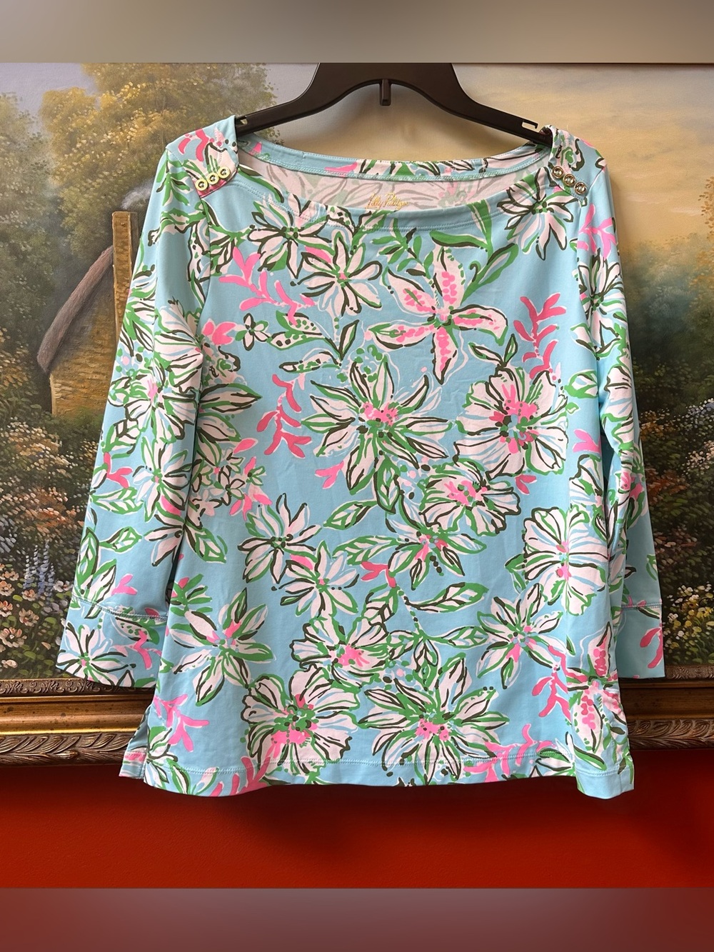 LILLY PULITZER Callison UPF 50+ Blouse Multi Chilly Lily Size Large
